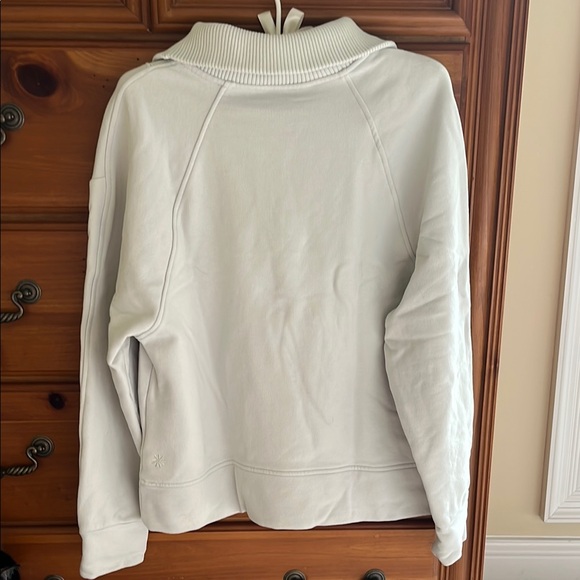 Athleta women’s half zip sweatshirt.  Pale green - Picture 3 of 5